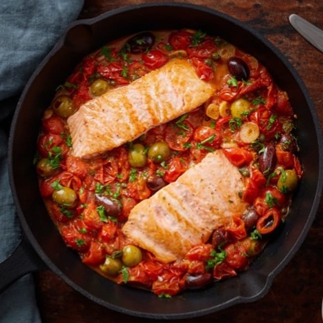 Salmone Puttanesca.